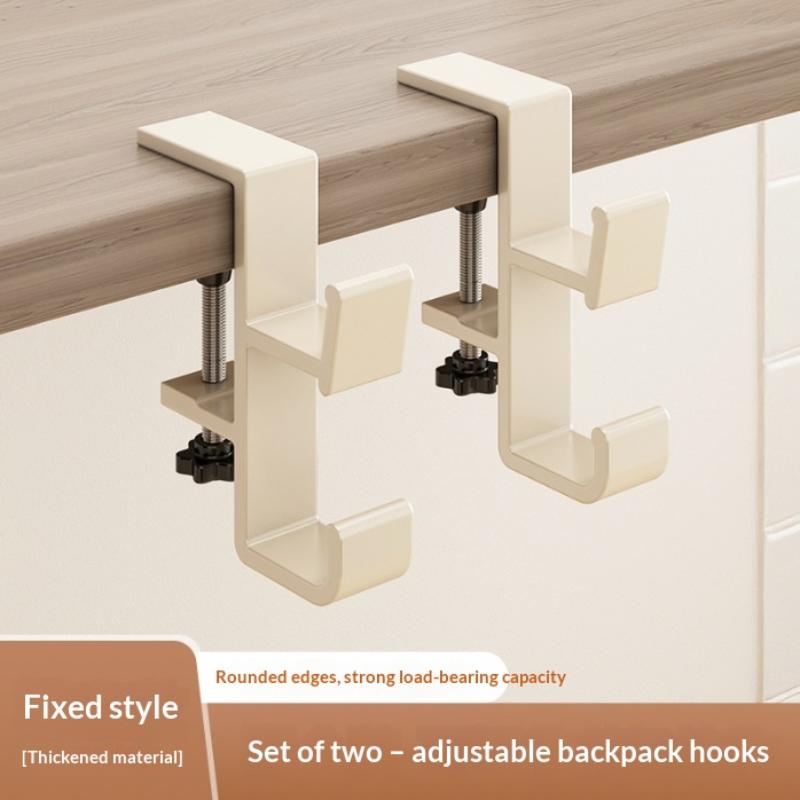2Pcs Desk Edge Hook Adjustable Punch-Free Hanging Bag Hanger Removable Handbag Holders Multi-Functional Table Hook Organizer