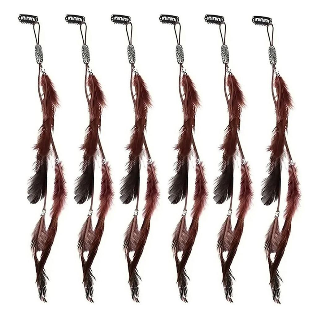 3/6 Pieces of Vintage Bohemian Tassel Hair Clips with Faux Feather Hairpins for Women, Black Accessories Suitable for Parties, Balls, Oversea