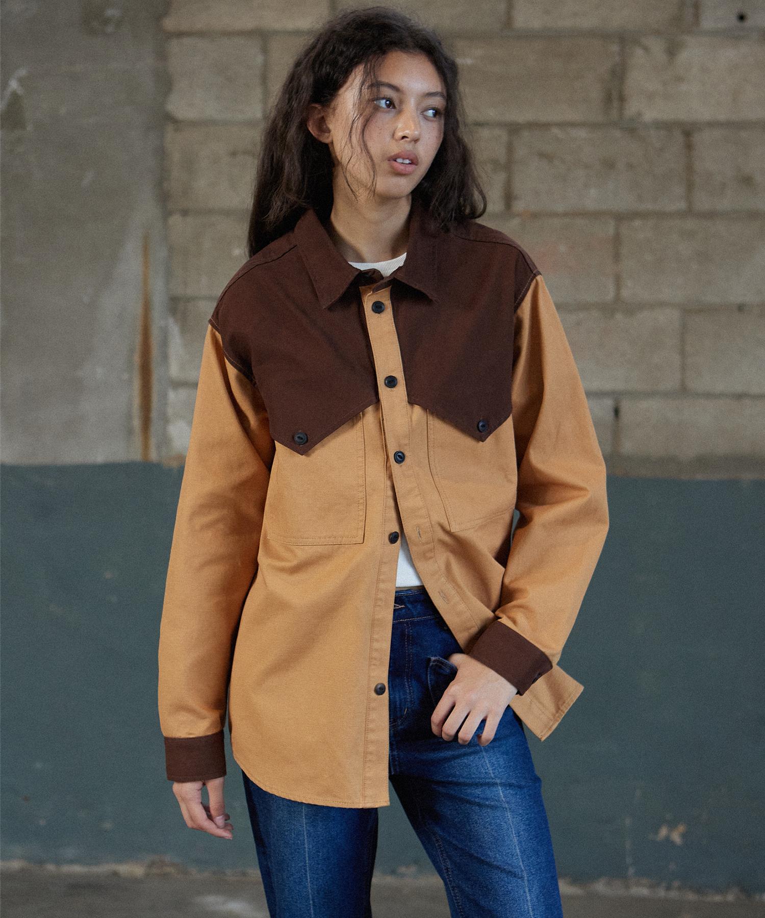Mc Wood Gun Labor 2114 Utility Color Block Yorke Brown Western Shirt L
