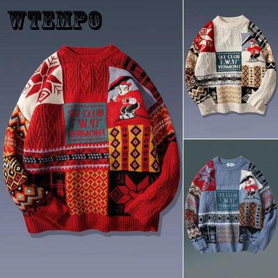 Maglione da Uomo Autunno Inverno Caldo Maglione Lavorato a Maglia Orso Pigro Stile Retrò Ampio Casual Pullover da Donna