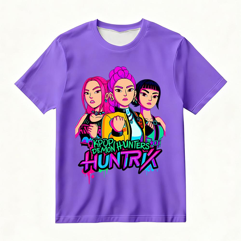 Women's Summer KPop Demon Hunters Graphic T-Shirt Vibrant Cartoon Character Print Tee Fashion Streetwear & Casual Daily Outfits