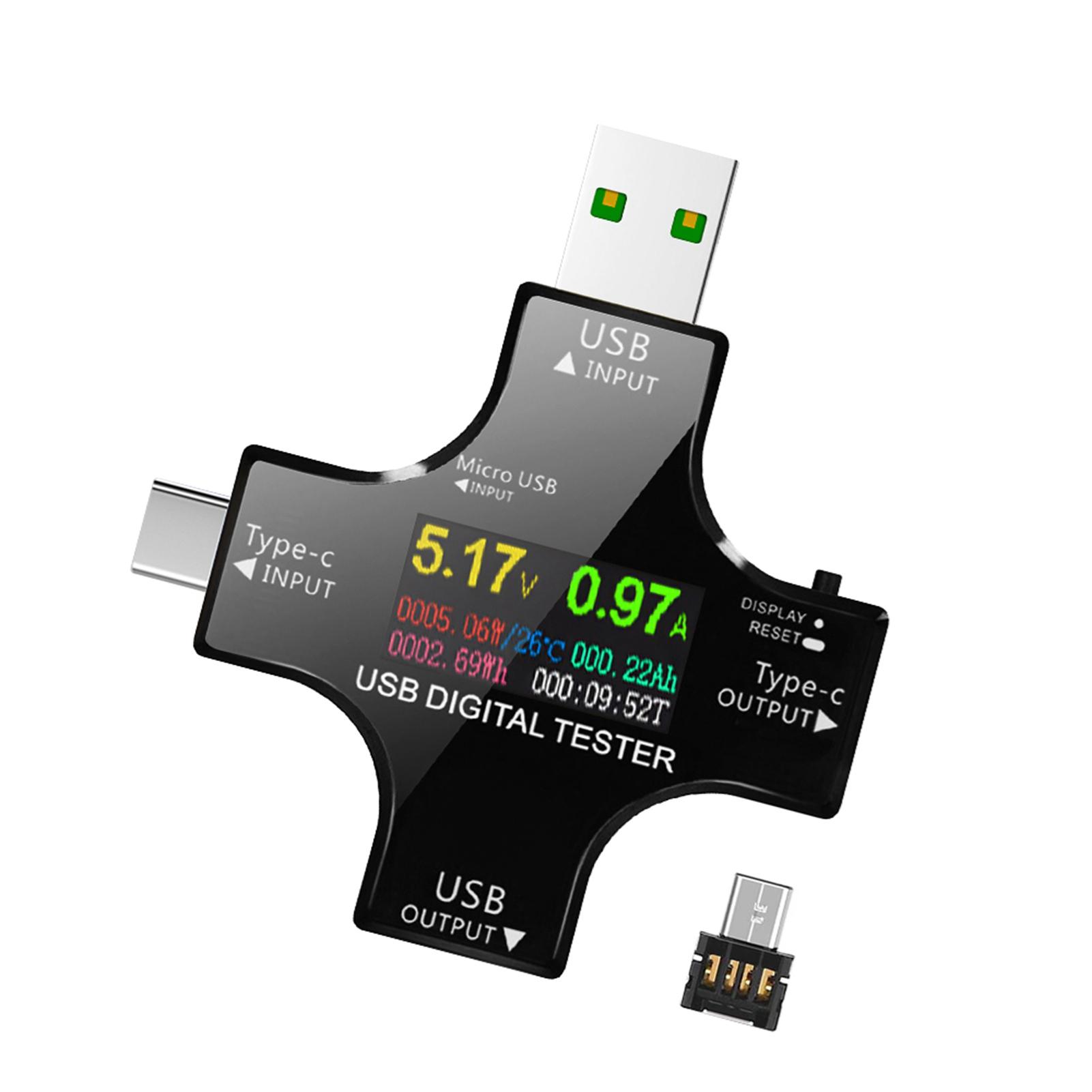 

Тестер USB Type C 2 в 1 з кольоровим IPS РК-екраном USB Вольтметр Амперметр Тестер струму та напруги BT З єднання APP