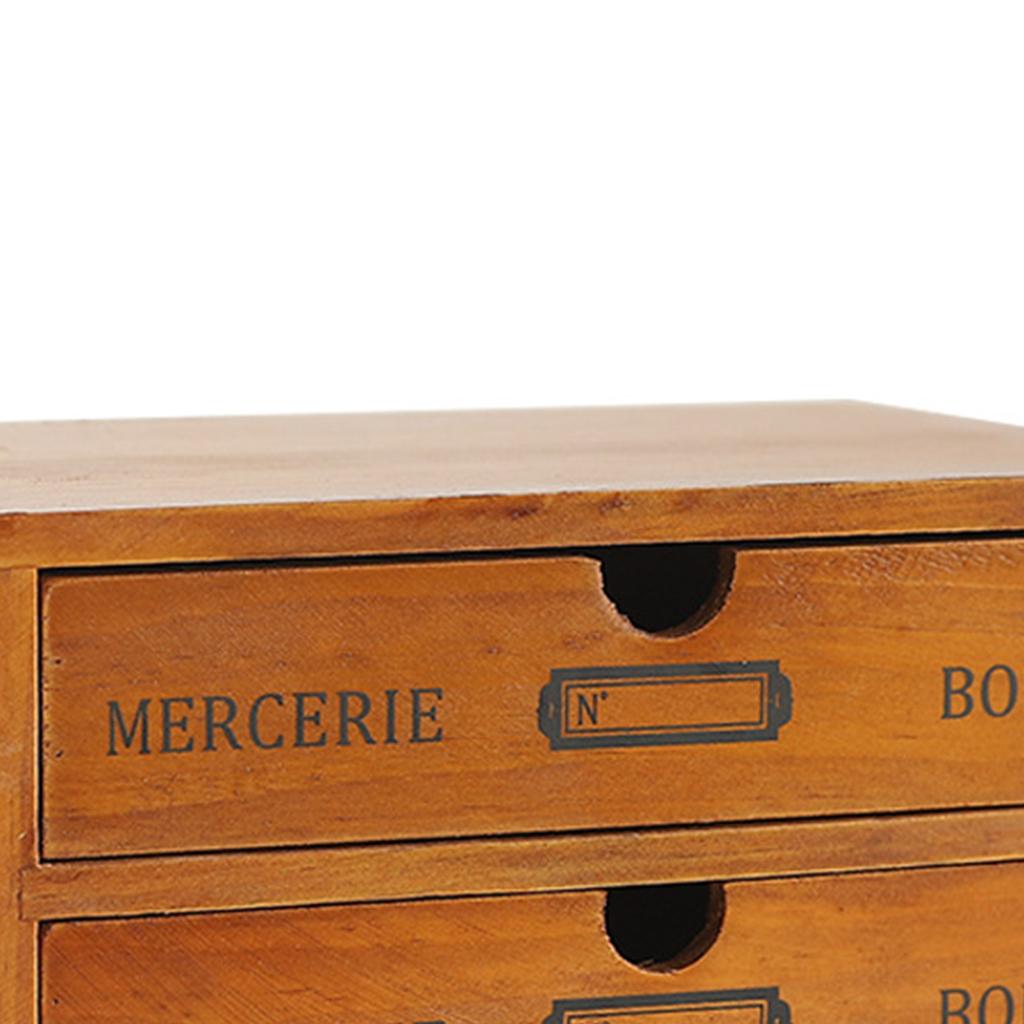 Vintage Trälåda med Dubbla Lager och Lådor Skrivbordsorganisatör Multifunktionellt Förvaringsskåp Dekoration