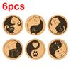 6pcs Creative Engraved Cute Cats Pattern Round Cork Coasters For Coffee Cups Mugs Drink Holder and Tableware Kitchen Accessories