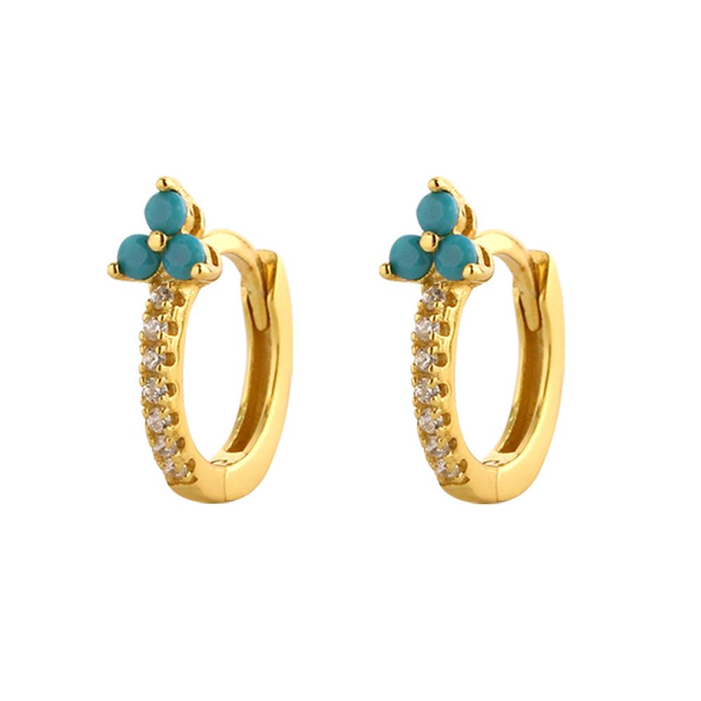 Elegant S925 Silver Turquoise Butterfly Studs & Four-Leaf Clover Earrings for Women