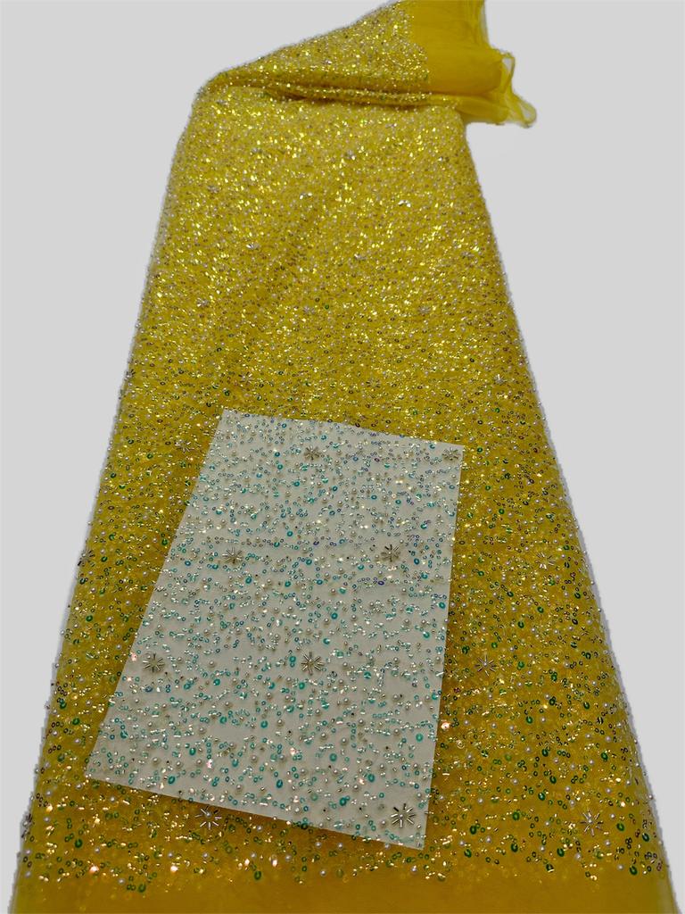 Luxury Pink Nigerian Lace Sequins Fabric 2025 High Quality Lace African Beads Lace Fabrics French For Wedding Party Dress Sewing