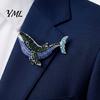 Bag Decoration Pin Women Rhinestone Whale Brooch, Sea Animal Decorative Badge Shape Brooch Pin, Sweater Cardigan Coat Dress Jewelry Accessories Luxury