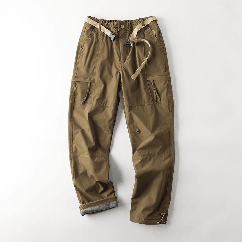 Men's Autumn/Winter Windproof Waterproof Soft Shell Trousers - Thick, Loose, and Velvet-Lined for Outdoor Casual Wear