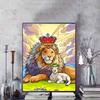 Disney 5D DIY Diamond Painting Lion and Lamb Creative Art Illustration Cartoon Full Diamond Mosaic Art Wall Decoration Set