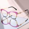 New trend Chic Oversized Cat-Eye Glasses: Black Frame with Gold Accents, Anti-Blue Light Lenses for Trendy Work & Study Wear