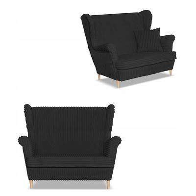 Sofa Canapé Bergère Rene Estella Scandinave Noir Velours Côtelé