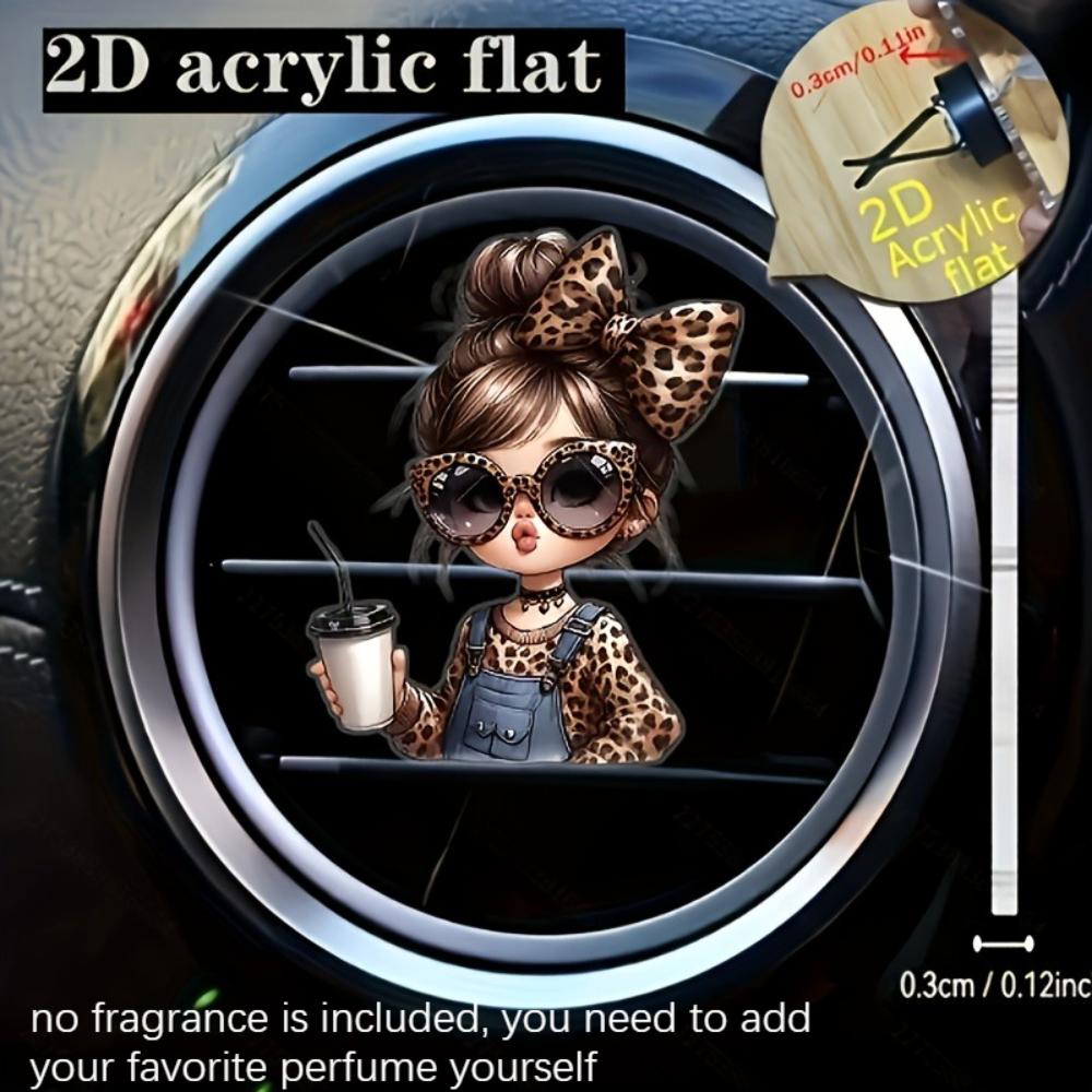 2D Flat Fashion Girl Car Vent Clip Decorative Diffuser (fragrance Not Included), Car Interior Decoration, Aromatherapy Clip, Ideal for Holiday Gifts