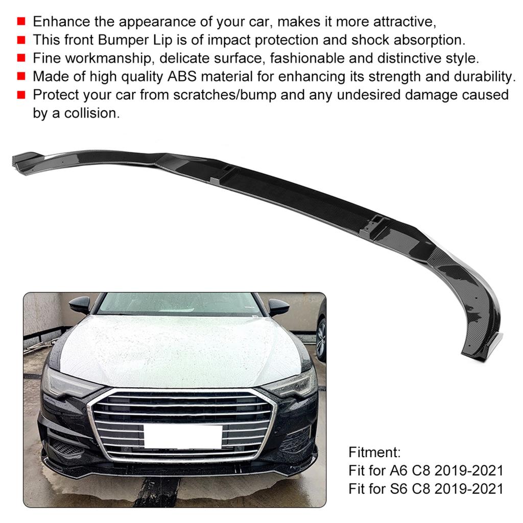 Front Bumper Lip Chin Spoiler Diffusers Shovels Protector Fits for A6 S6 C8 19 21Carbon Pattern