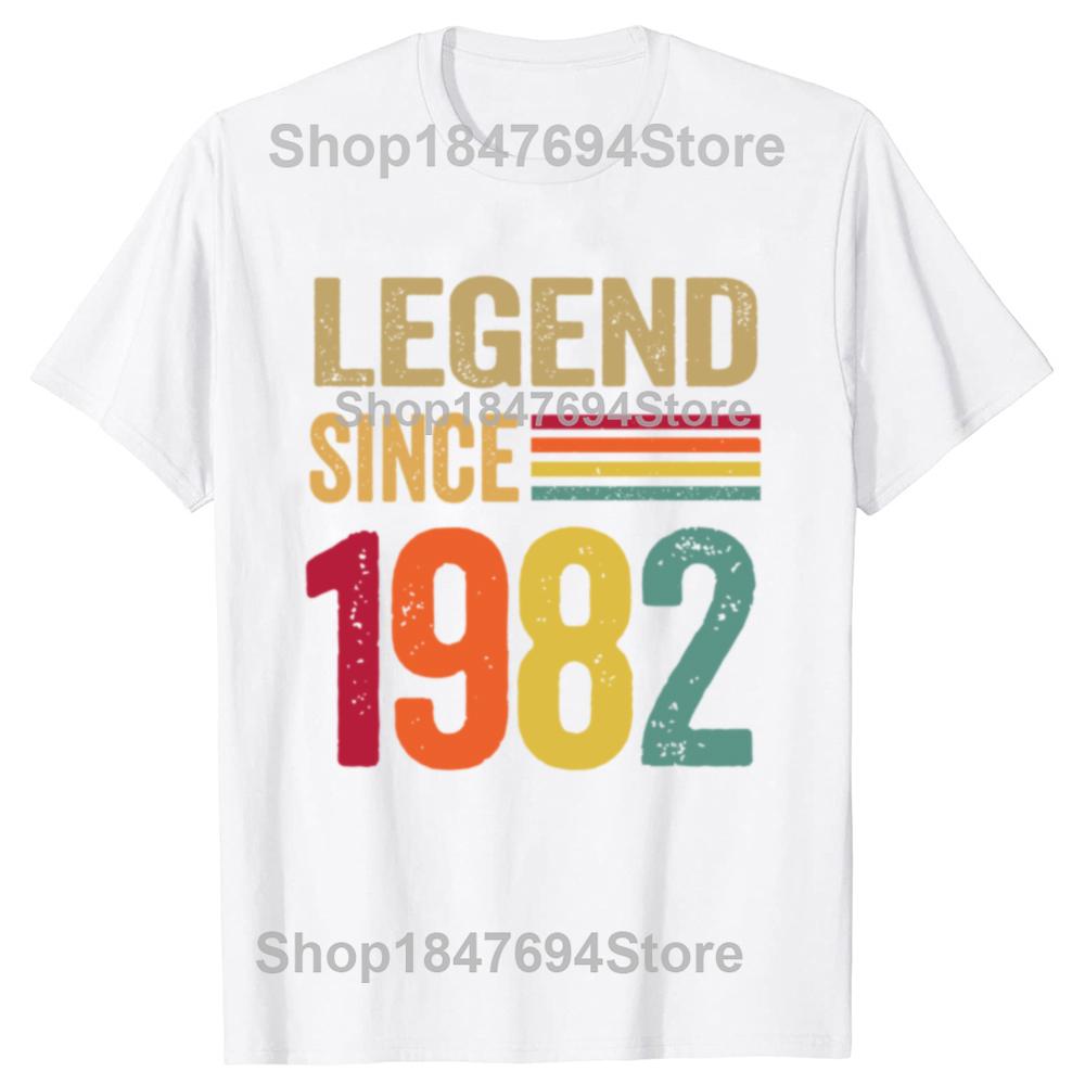 Funny 40 Year Old Gifts Legend Since 1982 Graphic 100% Cotton T-shirts Men Casual Tshirt Loose Oversized Streetwear T Shirt