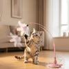 Suction Cup Feather Cat Toy Long Flexible Wand Interactive Kitten Stick with Bell for Indoor Energy Consuming Play