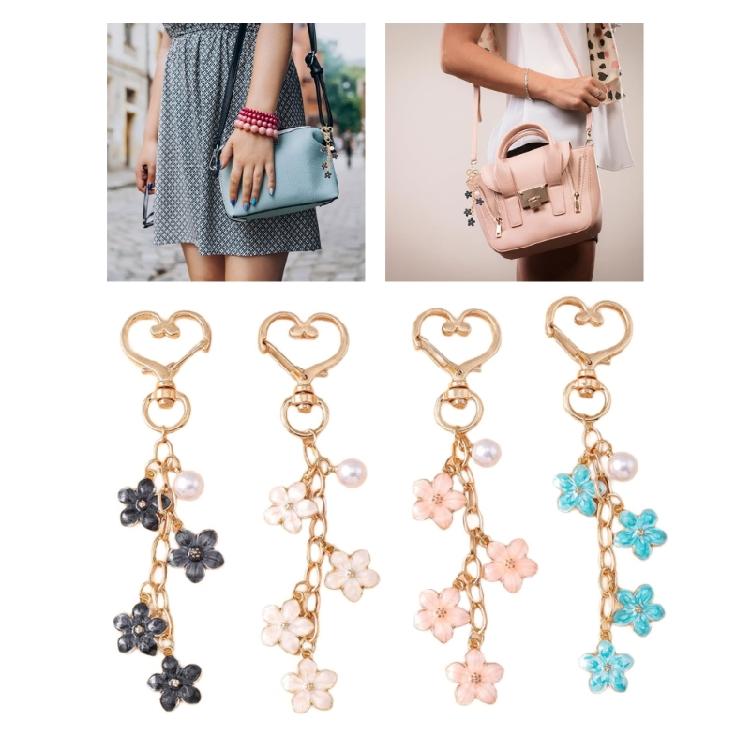 Elegant Metal Heart Bag Pendant Floral Keychain Stylish Purse Phone Charm Unique Key Holder Women's Fashion Jewelry Gift