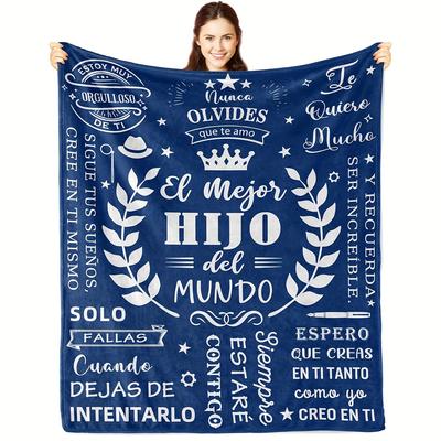 Spanish Dad To Son Retro Blanket - Fleece & Flannel | Soft Skin-Friendly Lightweight | Sofa Throw | Thoughtful Son Gift