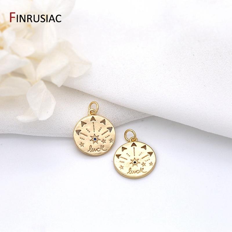 

2026 New 14k Gold Plated Round Charms Pendants Accessories For DIY Jewelry Making 2 pieces