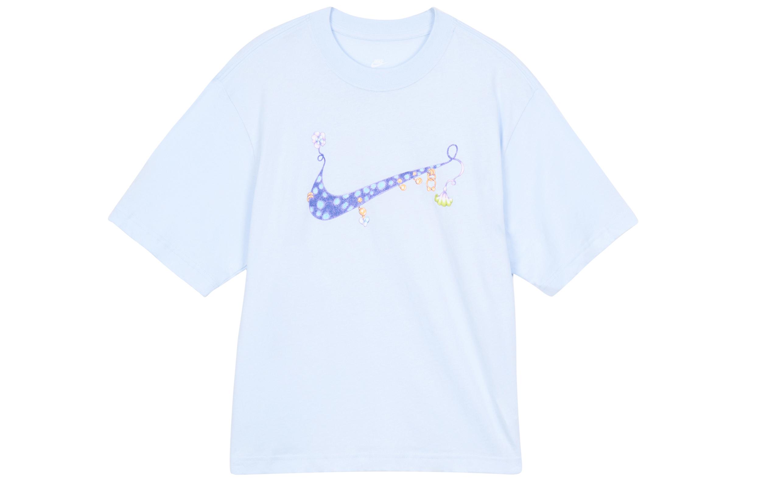 Nike Women ss Logo Print Crewneck Pullover T-Shirt  Light Purple  FD9315-085 XL