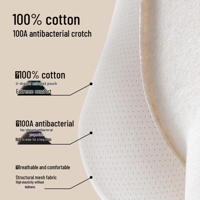 Maoren Men's 100A Antibacterial Soft Breathable Cotton Boxer Briefs