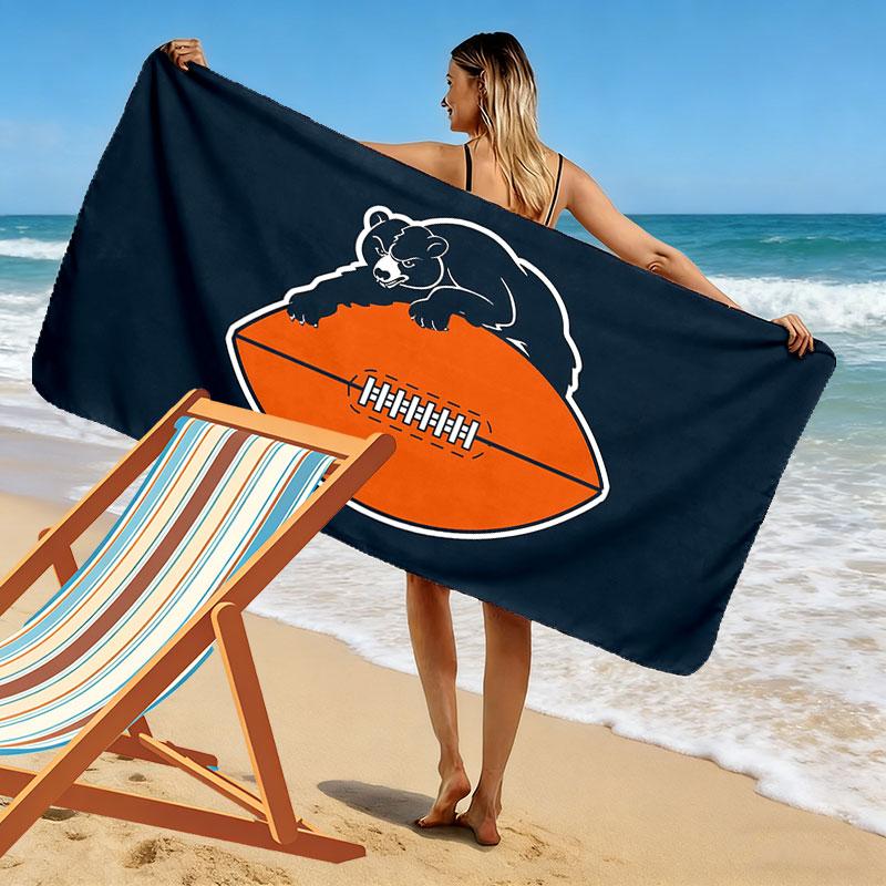 Chicago Bears Print Beach Towel, Large Soft Quick Dry Towel for Beach Camping Swimming