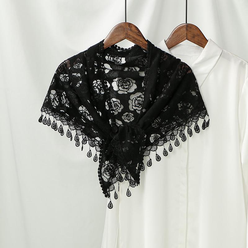 Women Church Shawl Lace Veil Polyester Scarf Bandana Church Prayer Wedding Mantilla Chapel White Embroidered Hijab Girl Scarf