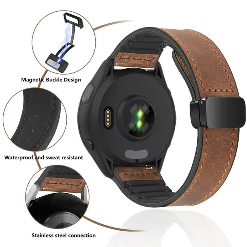 Curea din Piele+Silicon 22mm 20mm pentru Garmin Forerunner 55 165 265 965 255 Brățară de Înlocuire Active 5/Vivomove Trend/Venu 3 2
