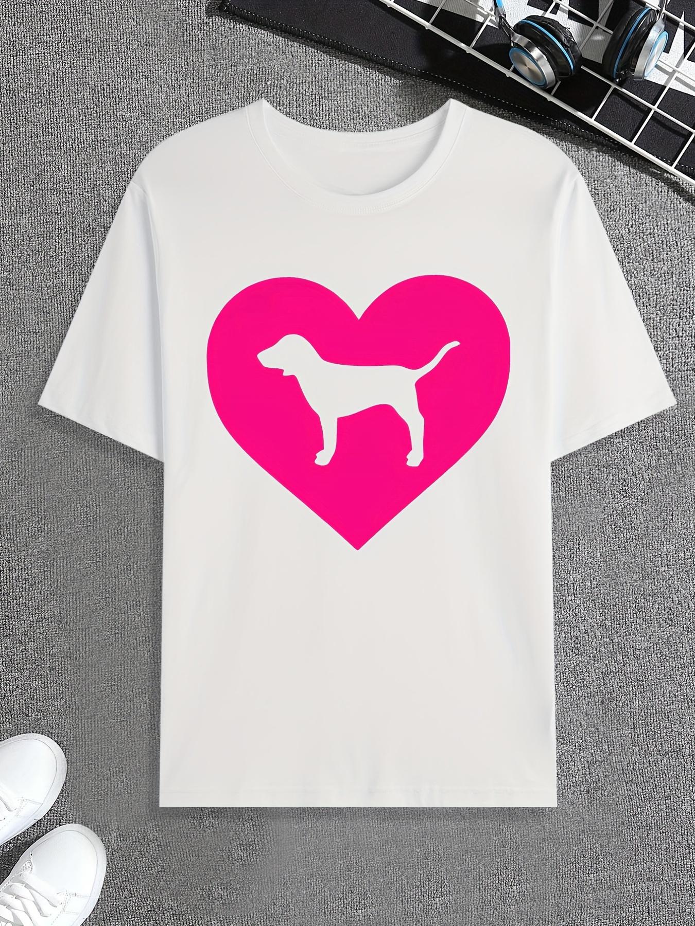 

Футболка с принтом «Розовое сердце», летняя футболка унисекс, повседневные удобные футболки XL