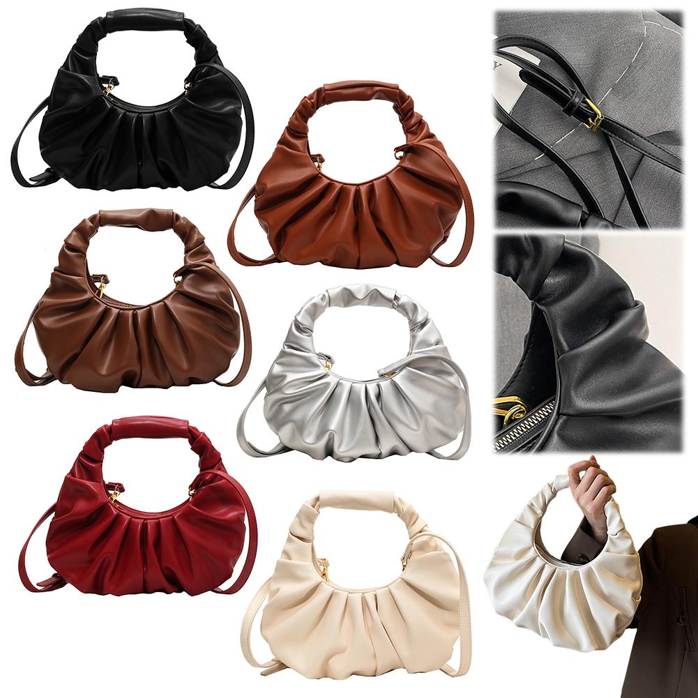 

Ruched Hobo Crossbody Handbag with Adjustable Strap Fashion Handbag with Zipper Closure Trendy Crossbody Bag for Women