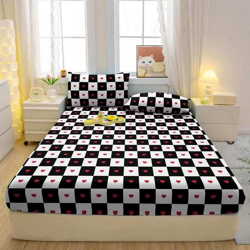 

Simple Modern Heart-Shaped Printed Fitted Sheet Matte Bed Cover Bedding Set for Bedroom Decor 71x132cm
