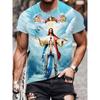 T-shirt da Uomo Girocollo Manica Corta Stampa 3D Gesù Vergine Maria Motivo Religioso Casual Streetwear Traspirante Top Quotidiani