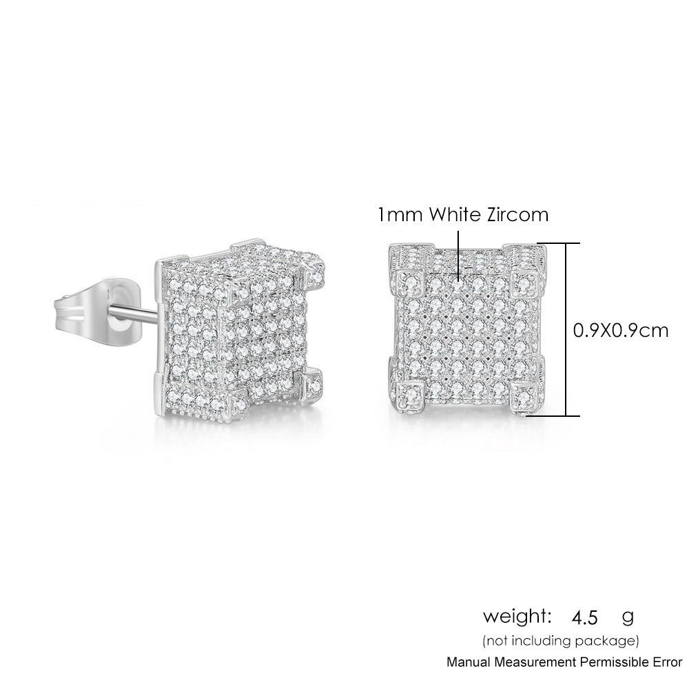 Iced Out Zirconia Stud Earrings For Men Hiphop Gold Color Plated Male Earing Fashion Punk Jewelry Gift Shiny Accessories OHE001