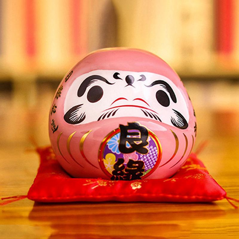Japanese Ceramic Daruma Doll Lucky Cat Fortune Ornament Money Box Tabletop Feng Shui Craft Home Decor Crafts Gifts