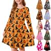 Girls' Summer Princess Dress Halloween Day- Long Sleeve A-Line T-Shirt Dress