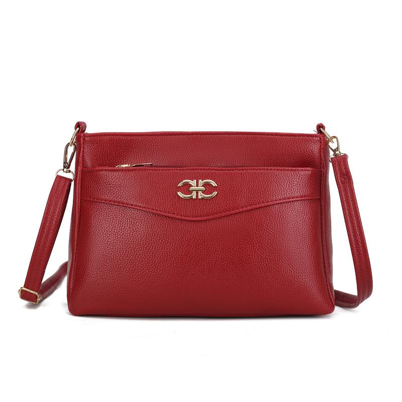 Bag Women's Night Market New Large-capacity Women's Shoulder Bag Solid Color Lychee Pattern Oblique Span Bag