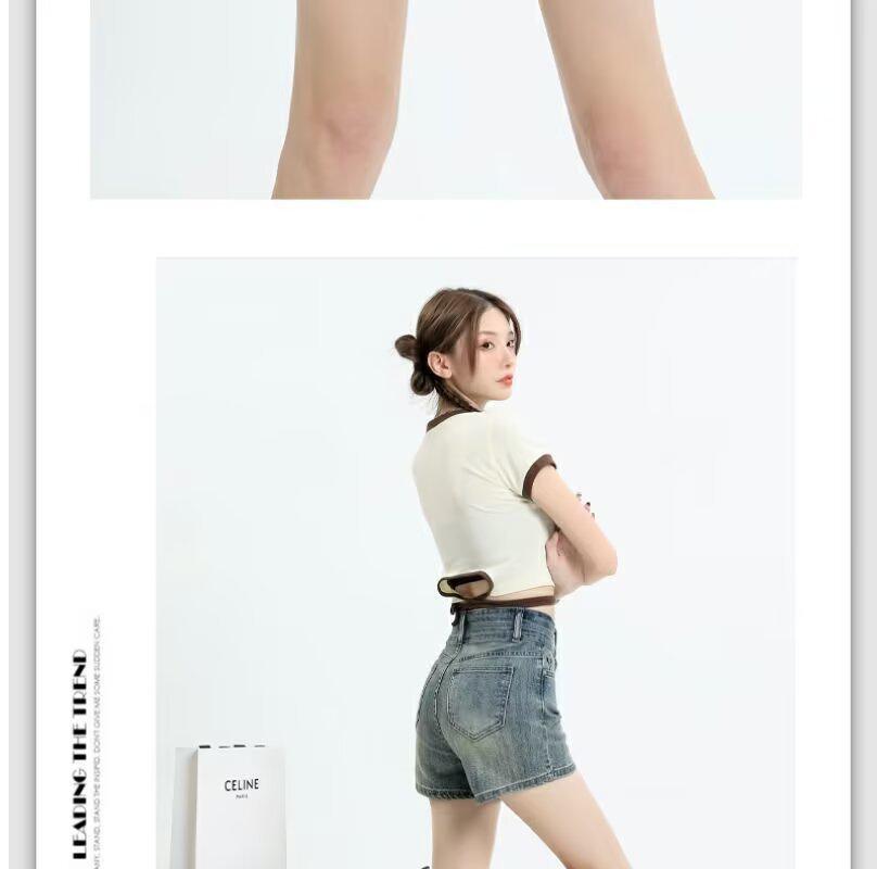 Women's High-Waisted Distressed Retro Denim Shorts - Trendy Chic Summer Style