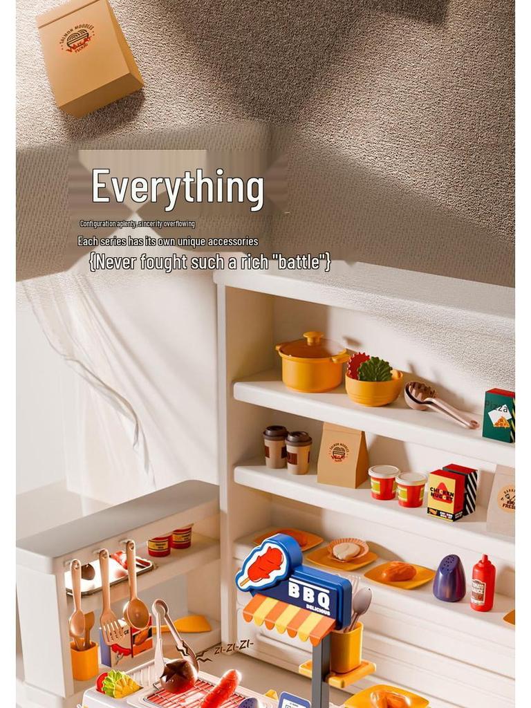 Kid's Interactive Mini Kitchen Set with Sound, Light, and Color-Changing BBQ and Seafood Grill Toys