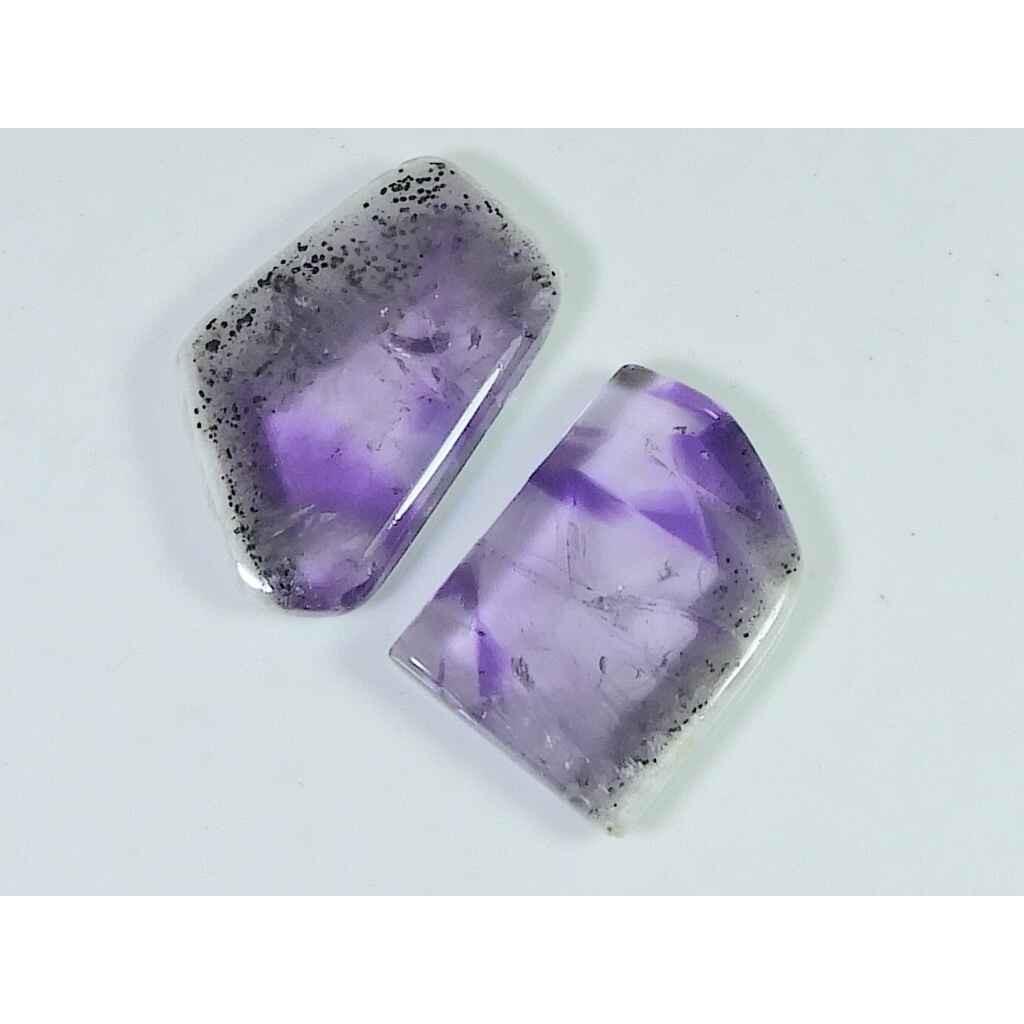 AAA Natural Trapiche Amethyst 2Pcs Fancy Slice Loose Gemstone 47Cts 25-30MM SK-3610