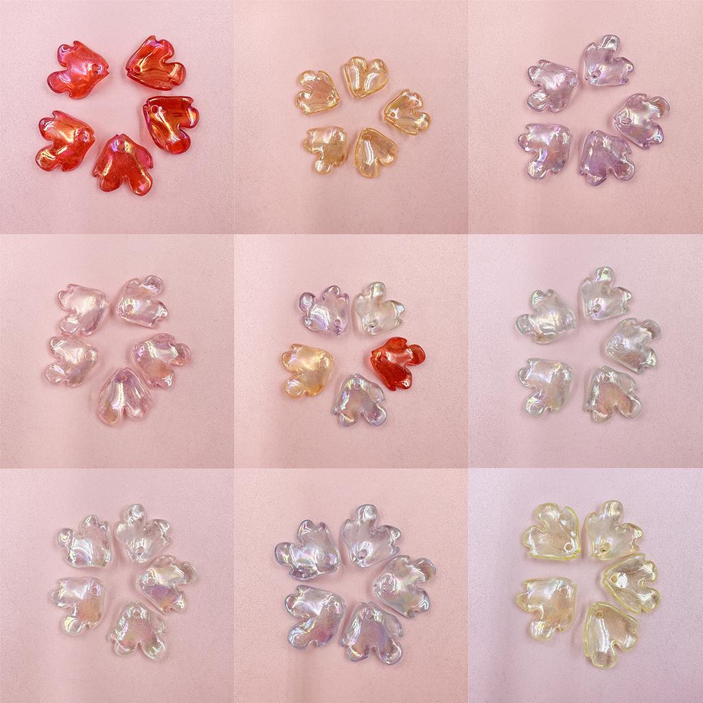 Simple Fashion Hand Made Peony Petal Shape Jewelry Diy Sweet Bracelet Necklace 19*18.5mm 5Pcs Loose Beads Colorful DIY Making  Exquisite Jewelry