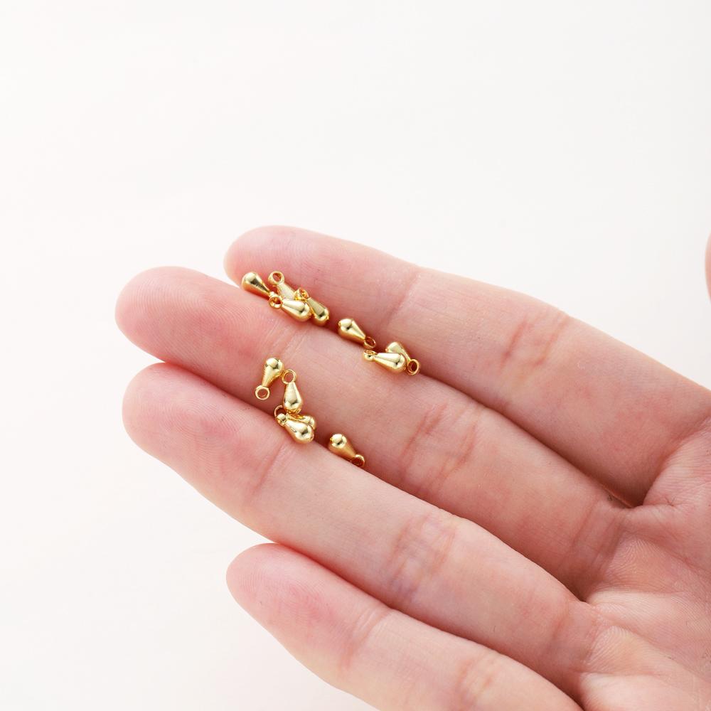 50pcs/lot 14K 18K Gold Water Drop Tail Extender Chain Beads Pendanets Connector End Beads For DIY Jewelry Handmade Accessories
