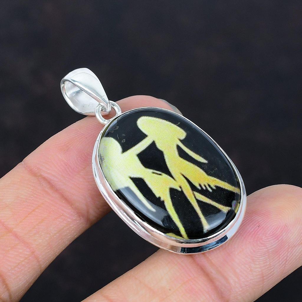 Gemini Zodiac Sign In Black Onyx Pendant Beautiful Astrology Pendant Gemstone Jewelry 925 Sterling Silver Pendant Handmade Horoscope Jewelry