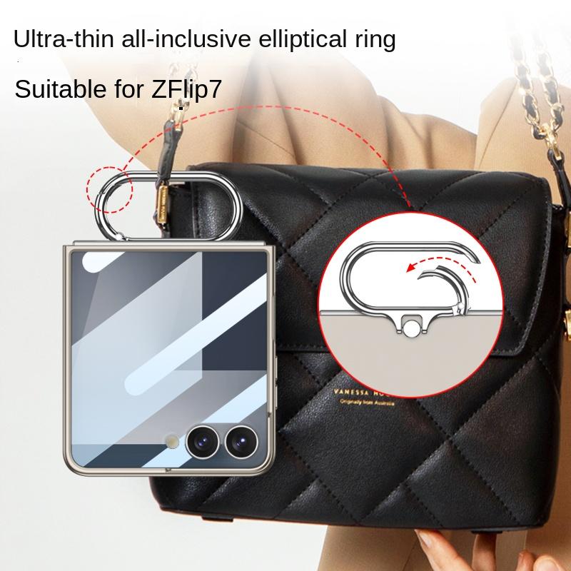 For Samsung Galaxy Z Flip 7 Case Hard Slim with Ring Stand Protective Back Cover Case for Samsung Z Flip7 Full Cover Phone Shell