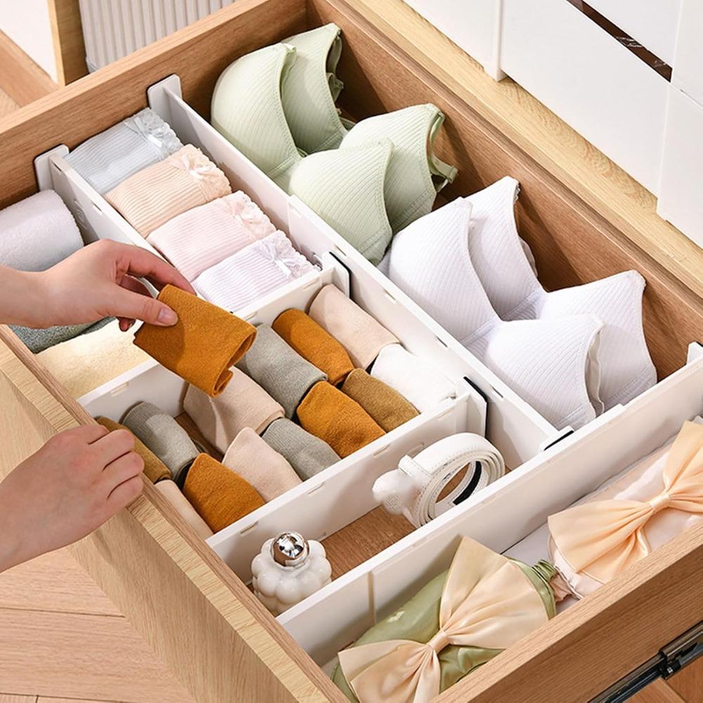 8pcs Side Locking Buckle Drawer Organizer Adjustable Storage Organizers  Kitchen Storage
