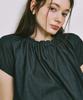 RONRON Shirring Neck Blouse Deep Denim