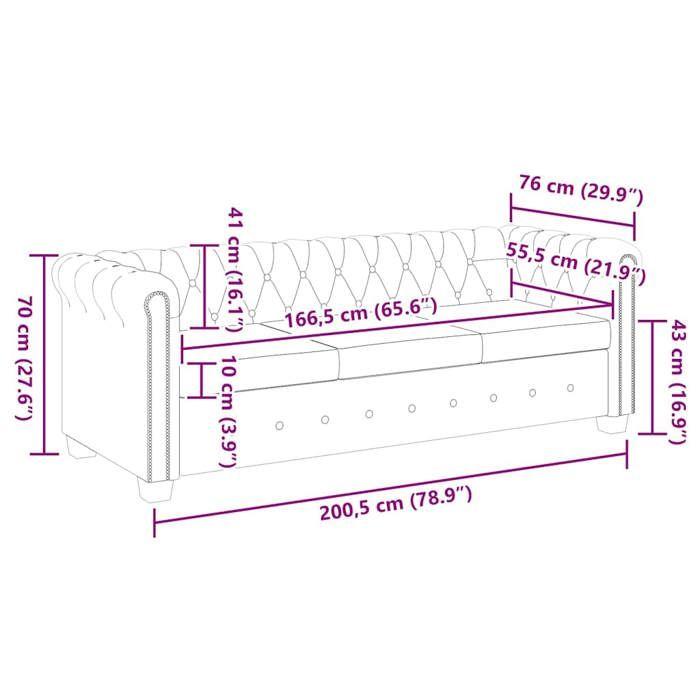 VidaXL 3-seater Sofa Faux Leather Black