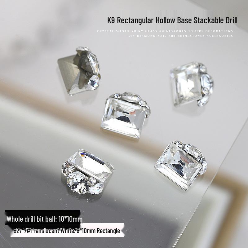 Flash K9 6mm Fat Square Rhinestones for Nail Art - Multi-faceted, No Base Holder, Wearable Nail Accessories