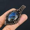 Natural Labradorite Gemstone Handmade Copper Wire Wrap Pendant 2.68" m2C04