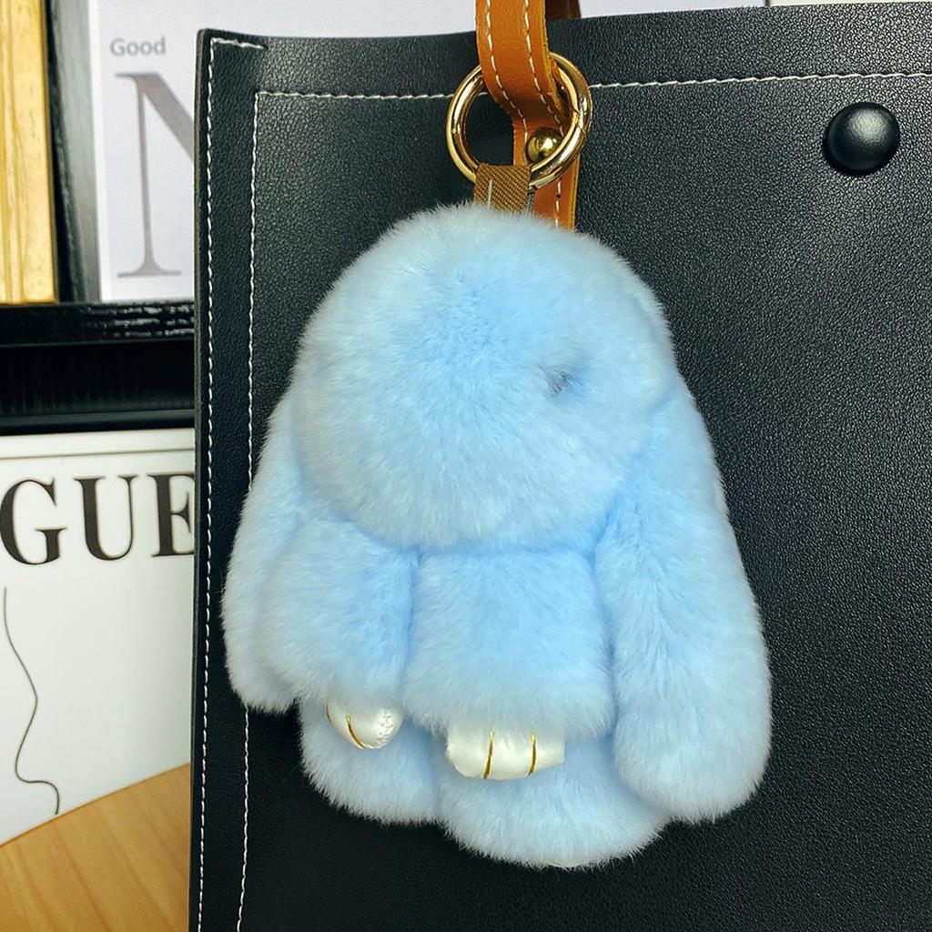 Mini Rex Rabbit Fur Pom Pom Keychain Bag Charm Keyring