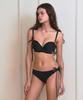 VINAJ Big Button Long Ribbon Low Bikini Panties (Black)