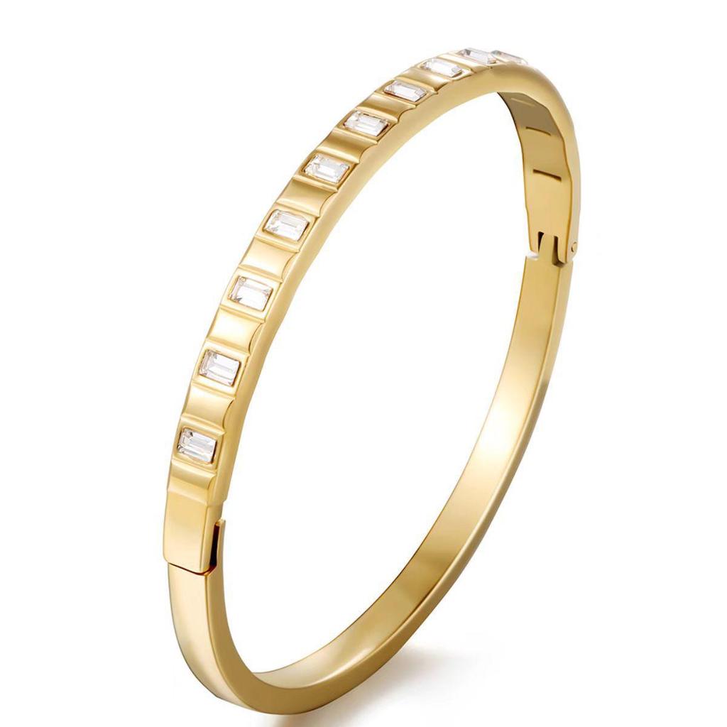 Bracelet de Luxe en Acier Inoxydable pour Femme: Titane Électroplaqué, Sertissage Diamants Complet, Style Européen-Américain